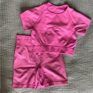 Hot Pink Nylon Spandex Amazon Athletic Set